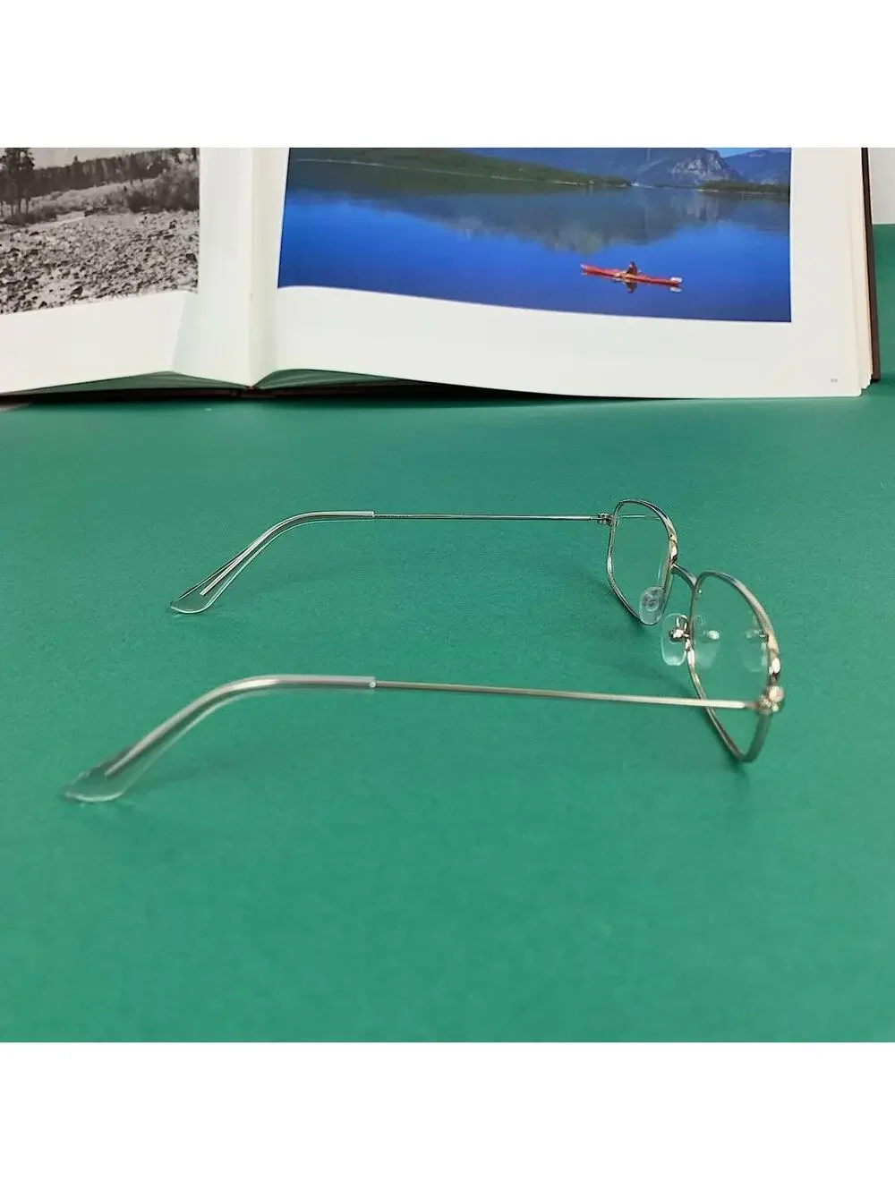 Vintage 2000s style unique Slim Silver Trim Clear Lenses Glasses. Glasses are